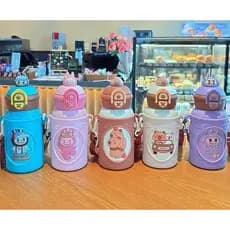 Garrafa Térmica Aço Inox Estampa Capivara Escolar Infantil com Canudo E Trava 500ml