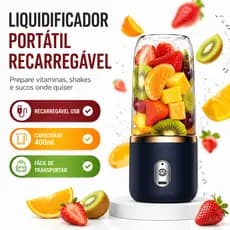Mini Liquidificador Portátil 400ml Recarregável USB para Vitaminas e Smoothies