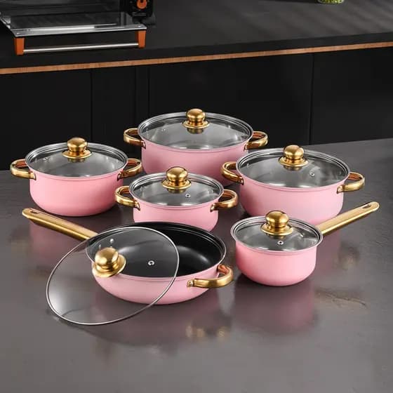Conjunto 6 panelas + talheres em aço inox conjunto 18 peças antiaderente