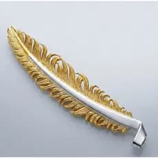 Pena Para Chapéu Luxo Metal Prata E Dourado