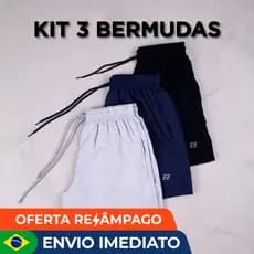 Kit 3 bermudas masculinas premium academia treino praia corrida shorts elástico