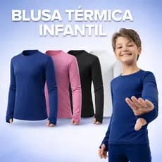 Blusa Térmica Peluciada Infantil Com Dedal Flanelada Juvenil Menina Menino unissex Segunda Pele