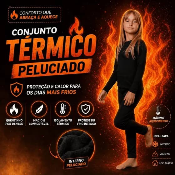 Segunda pele infantil peluciada conjunto térmico flanelado unissex quente inverno 4 ao 16