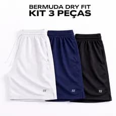 Kit 3 Bermudas Masculinas Dry Fit Academia Shorts Homem Futebol Tecido Furadinho Treino Luzzoo Premium