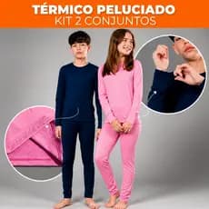 Kit 2 Conjunto Térmico Peluciado Infantil Flanelado Juvenil Menina Menino unissex Segunda Pele