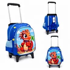 Mochila de Rodinha Infantil Escolar Menino Dino 3D