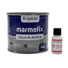 Cola Plástica Argacon Marmofix Branco 800g C/ Catalisador 9g Mármore Granito