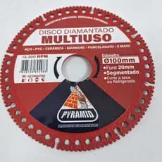 Disco Diamantado Segmentado Multiuso 100mm Furo 20 Pyramid Aço Pvc