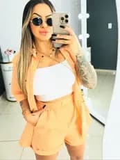conjunto linho / camisão e shorts /com elástico na cintura suzi moda