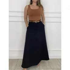 Fashion SAIA LISA  FEMININA De Cintura Alta LONGO ALFAIATARIA COM BOTOES