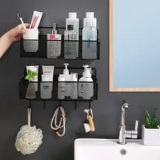 Suporte Organizador Prateleira De Banheiro / Cozinha Metal Com Gancho Porta Shampoo YT2375