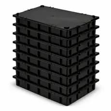 Kit 10 Bandeja Caixa Plastica Organizadora 7 Litros C/10 Tampas Preto  - Plasconex