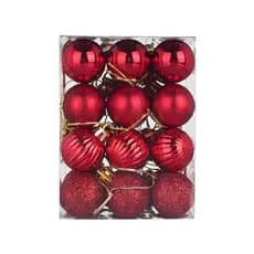 Conjunto de 24 Bolas Natalinas Brilhantes: Decalque Natal, Enfeites para Árvore de Natal, Penduráveis e Grandes