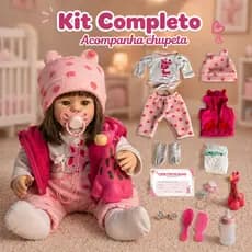 Boneca Bebe Reborn Realista Silicone Liz Girafinha Enxoval Completo