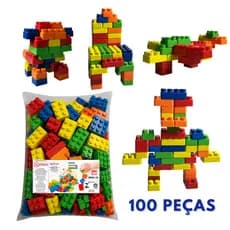 Blocos de Montar Infantil 50 100 e 200 Peças Didatico Monta Monta Colorido