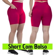 Short Academia Bermuda Legging Fitness Feminino com Bolso Suplex Pano Grosso