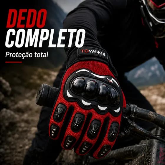 Luva Ciclismo Dedo Completo Anti Impacto Antiderrapante Respirável Proteção para Moto Bike