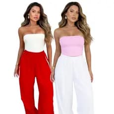 Kits Blusinha Tomara que Caia Tube Top com Forro Estilo Gringa