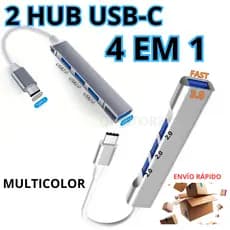 Hub usb 3.0 USB-C Adaptador ORIGINAL Otg 4 em 1 x USB 3.0 + 3x USB 2.0 – Alta Velocidade