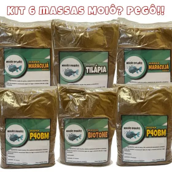 6 Massas Moiô Pegô para Pesca – Panetone, Maracujá, Banana com Mel. Kit massa para pesca Tilápia, Tambaqui, Pacu, Carpas