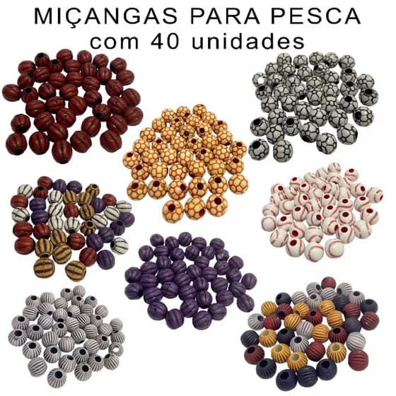 Miçangas para Pesca Kit com 40 Unidades – Miçanga para Anteninha, Pesca de Tamba, Tambacu e Superfície