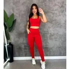 Conjunto Academia Top com Bojo e Calça Legging Com Bolso Confortável Para Treino Zero Transparência