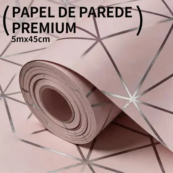 Papel Adesivo Rose Gold 3D Geométrico Estilo Zara Autocolante 5m x 45cm Decoração Moderna