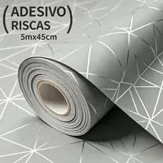 Papel De Parede Cinza 3D 5 METROS X 45CM Zara Autocolante Auto Adesivo