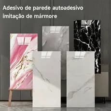 Kit 10 Placas Vinílicas Adesivas Mármore 60x30cm Parede Decoração Lavável e Resistente