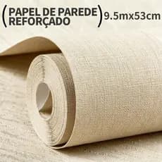 Papel de Parede Linho Bege Relevo Profundo - Rolo 9.5m x 53cm - Vinílico Anti-Rasgo