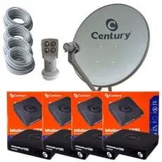 Kit Nova Antena Parabólica Digital Banda Ku Com 4 Midiabox SE-2 Century