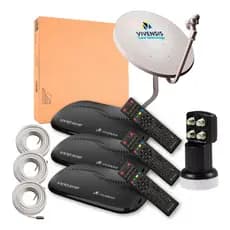Kit Antena Parabólica Digital Vivensis c/ 3 Receptor Vivensis VX10