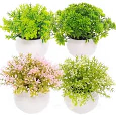 Kit Vasinhos Planta Artificial Flores Decorativos Branco Decoração Rack Sala Banheiro Cachepot