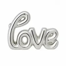 Enfeite Decorativo Porcelana Palavra Love Prata Letreiro Decoração Rack Sala Luxo Elegante