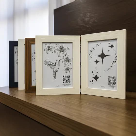 Porta Retrato Duplo 10x15 Madeira Preto Branco Marrom Bege Decoração Sala Rack Dobravel Moldura Foto