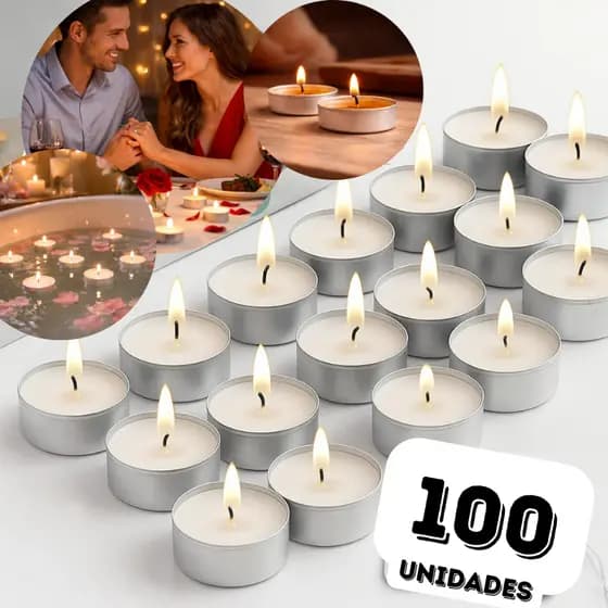 Kit Velas Rechaud 50/100/200 unidades Flutuante Decorativas Suporte Alumínio Dia dos Namorados Casamento Surpresa