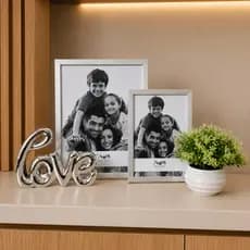 Kit Decorativo Elegante Rack Sala Prata Sofisticado Porta Retrato Vasinho Enfeite Decoração Luxo