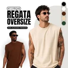 Kit 2 Camiseta Regata Masculina Oversized Academia Colete Masculino Longline Lisa Verão Carnaval