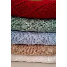 Manta Tricô Losango para Bebê Saida Maternidade Cobertor Tricot para Recém Nascido Enxoval Menino