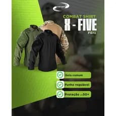 Combat Shirt FOX BOY  X-FIVE Manga Longa Camisa Tática Militar Airsoft Paintball Reforçada Camuflada
