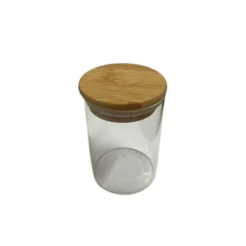 Lar Singular | Coleção Essencial Pote Hermético de Vidro Borossilicato com Tampa de Bambu 200ml
