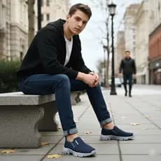 Sapato De Calce Facil Masculino Casual Leve Confortável Antiderrapante para Caminhar e Trabalhar