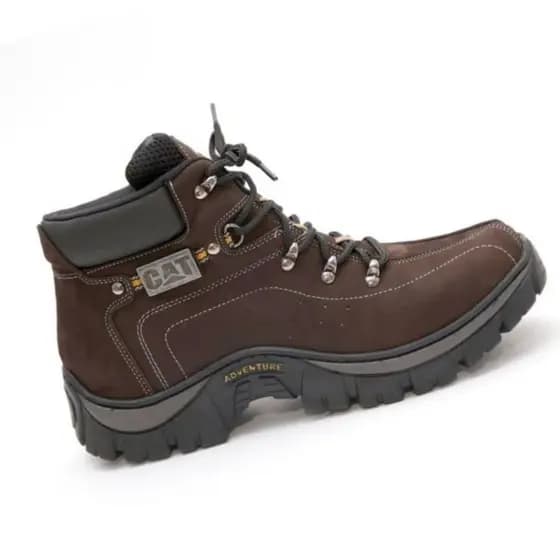 Bota Botina Adventure  Coturno Preto Masculino Couro Com Palmilha Gel