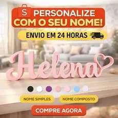 Letreiro Nome Personalizado Decorativo Infantil de Mesa e Estante 3D