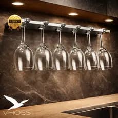 Suporte Taças de vinho GRANDE 6 lugares inox – Organizador Elegante para Vinho, Champanhe e Cerveja