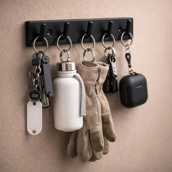 Suporte Gancho de Parede com Ganchos – Organizador Moderno para Chaves, Bolsas e Utensílios