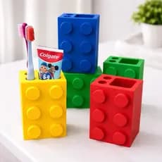 Dispenser pasta de dente Lego divertido para crianças suporte de escova