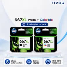Kit Cartucho 667xl Original Preto+color Para 2376, 2774 2874 2776