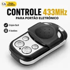 Controle Remoto Compatível 433Mhz Portão Electrónico Garagem 4 Botões Residencial
