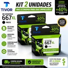 Kit Cartucho De Tinta 667xl Preto Original E Lacrado! Compatível Para Impressoras Deskjet 2376, 2774, 2776, 6476